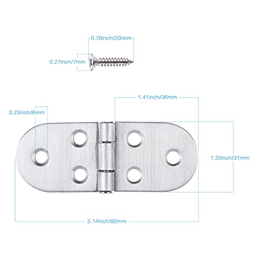 Zocipro 10Pcs Bisagra Abatible Borde Redondo, Bisagras de Acero Inoxidable 270 Grados con Tornillos, Marino Barco Bisagras Puertas, Resistente Bisagra para Mesa Plegable, Armario, Puertas Armario