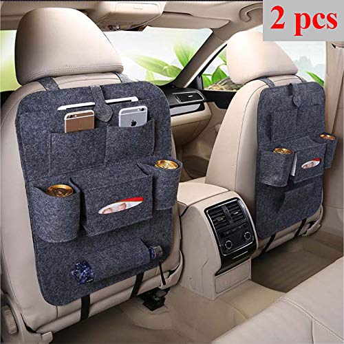 ZoneYan Organizador Coche, Protector Asiento Coche,2 Pcs Organizadores para Coche, Kick Mats De Coche,Universal Multi-Bolsillo Organizador para Asiento