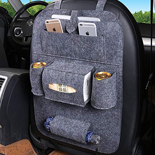 ZoneYan Organizador Coche, Protector Asiento Coche,2 Pcs Organizadores para Coche, Kick Mats De Coche,Universal Multi-Bolsillo Organizador para Asiento