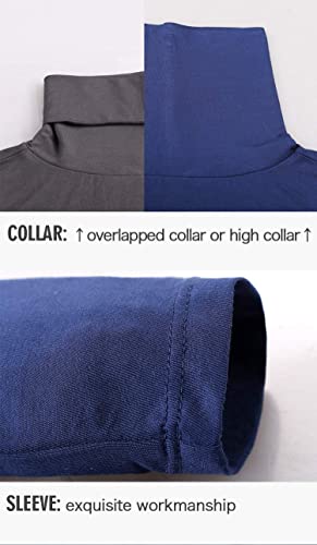 Zueauns Camisetas térmicas para Hombre Camisetas de Manga Larga Invierno Cuello Alto Cómodo Tops Ropa Interior Térmica para Trabajo Deporte