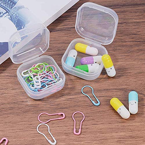 Zuzer 50 Piezas Caja Contenedor de Plástico Transparente de Rectángulo Pequeño Caja de Almacenamiento Storage Box con Tapa para Pastillas Joyería y Otros Articulos Pequeños 3.5x3.5x1.7cm