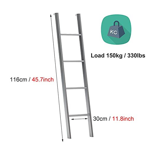 ZXXL Taburete Escalera Escalera de Litera de 116 cm de Largo Solo para Adolescentes/Niñas/Niños, Escalera de Litera de Metal Ajustable para Caravanas con Ganchos, Carga 150 kg, Fácil de Montar