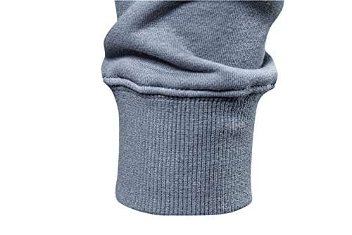 Zytyeu Sudadera Hombre Cuello Redondo Básico Color Sólido Deporte Casual Hombre Manga Larga Primavera Y Otoño Simple Urbano Moderno Hombre Jerseys A-Blue L